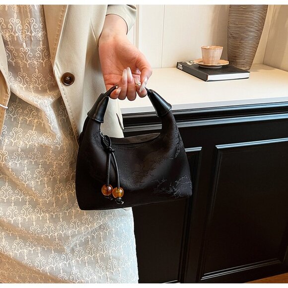 Silk Blend Chinoiserie Shoulder Handbag /Multiple colors available - Picture 3 of 16